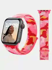 Розовый нейлоновый ремешок Apple Watch series 4 5 6 7, 38 40 41 42 44 45 49 мм браслет эппл ватч
