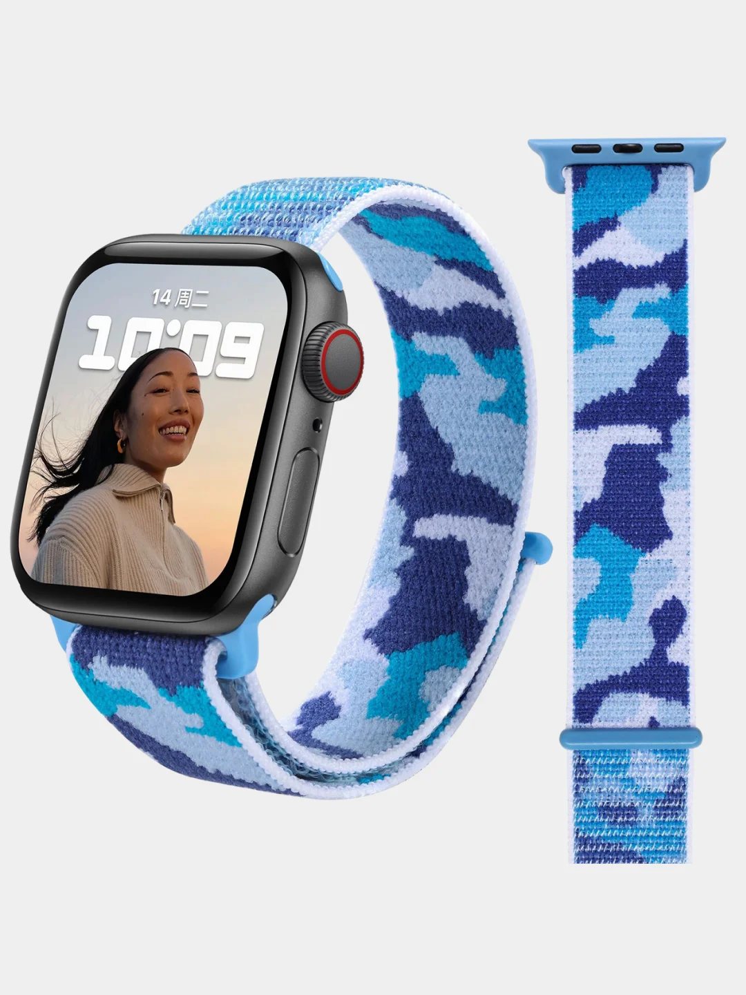 Синий нейлоновый ремешок Apple Watch series 4 5 6 7, 38 40 41 42 44 45 49 мм браслет эппл ватч
