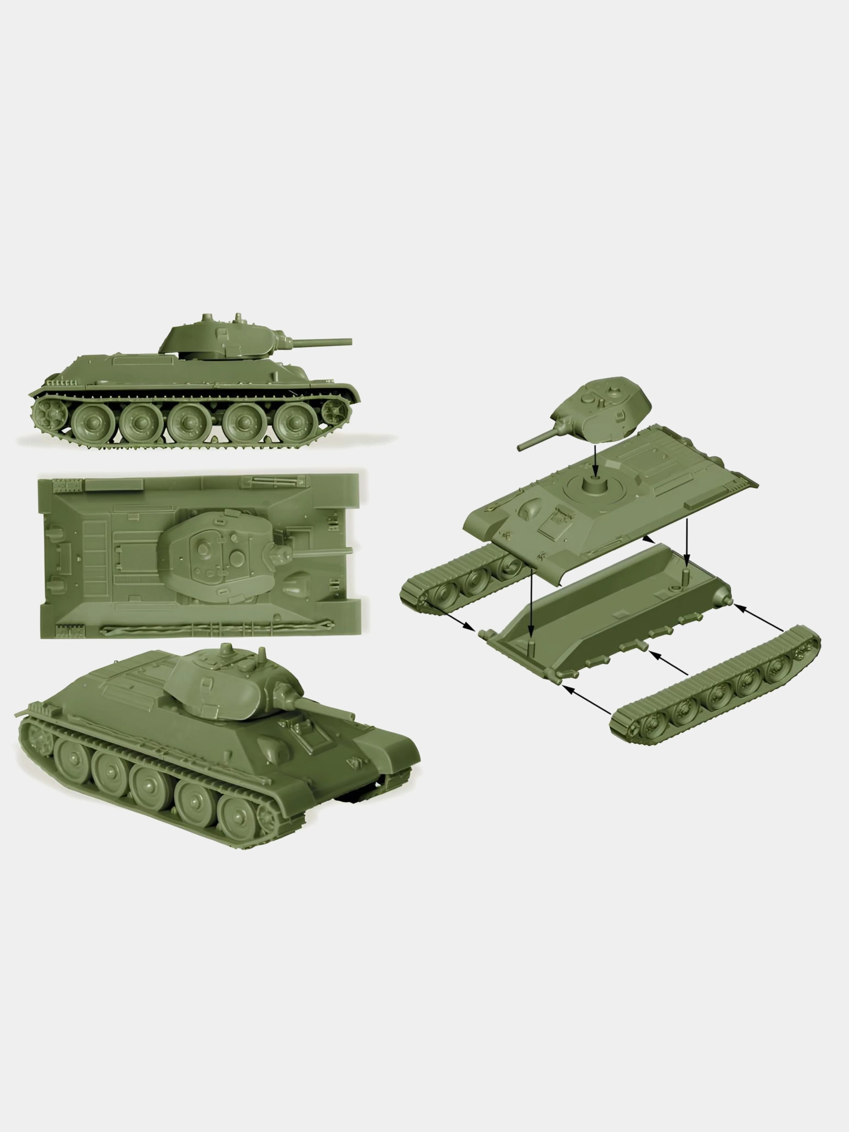 Тёмно-зелёный сборная масштабная модель военной техники ВОВ 1/100 Zvezda без склейки