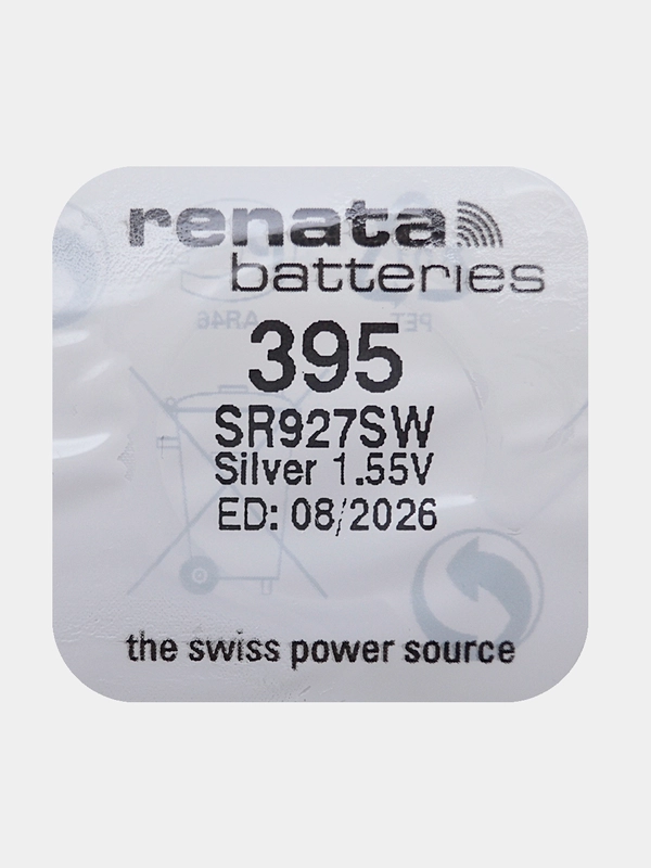 Батарейка Renata 395 (SR927SW, V395), 1.55V, 55 mAh, Швейцария, 1 штука