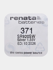 Батарейка Renata 371 (SR920SW, V371), 1.55V, 40 mAh, Швейцария, 1 штука