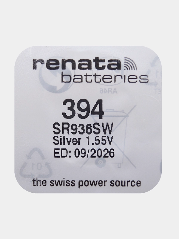 Батарейка Renata 394 (SR936SW, V394), 1.55V, 84 mAh, Швейцария, 1 штука