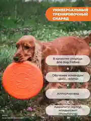 Оранжевый игрушка для собак - тарелка летающая фрисби 22см