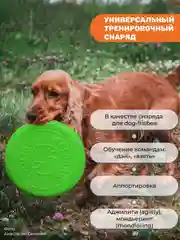 Зеленый игрушка для собак - тарелка летающая фрисби 18см