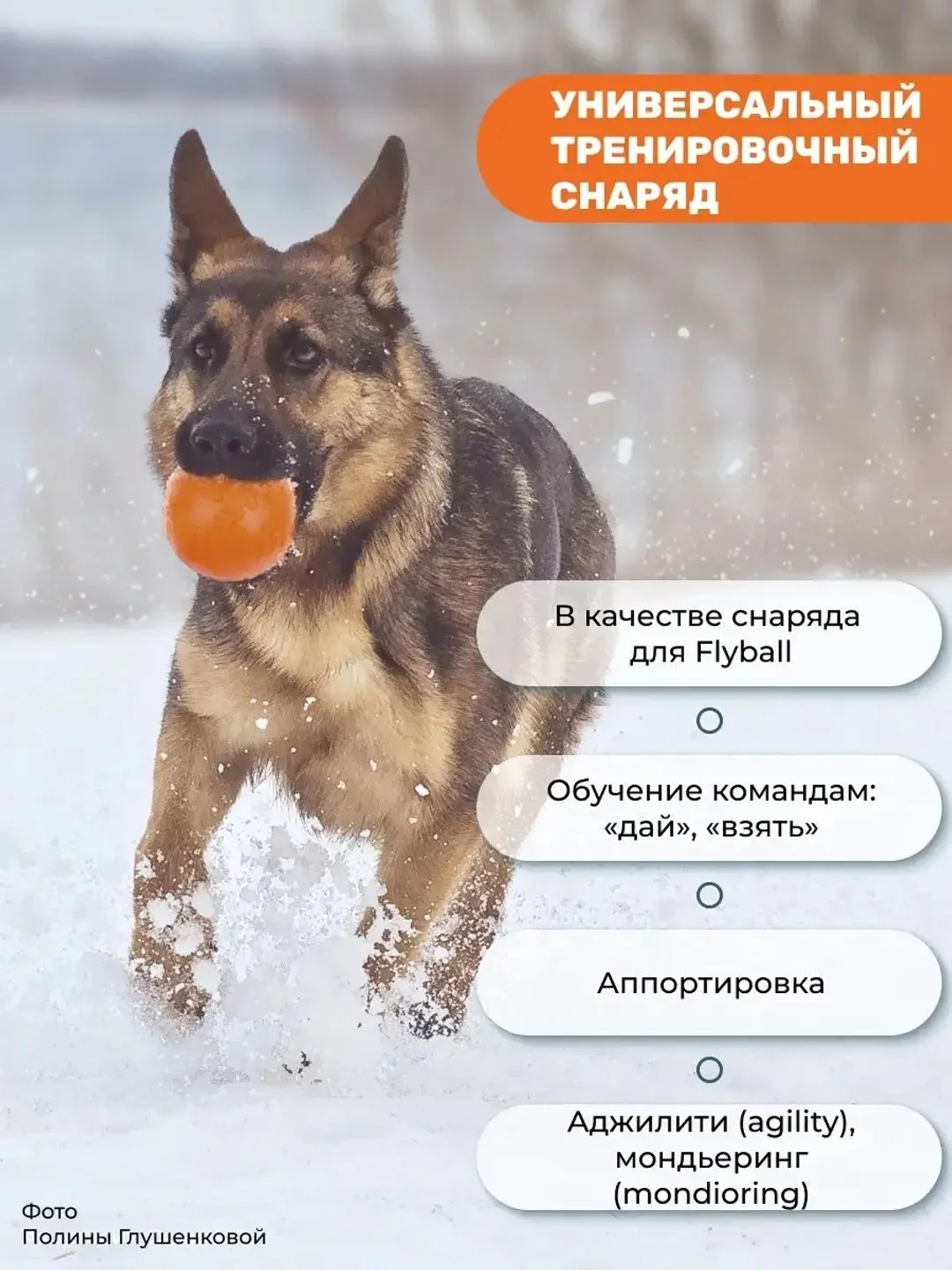 Оранжевый игрушка для собак, мяч, лайкер прочный 6.5см