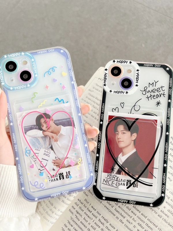 Чехол с карманом для карт iPhone X,Xr,11,12,13,14,15,Pro,Max,айфон,kpop,прозрачный,силикон