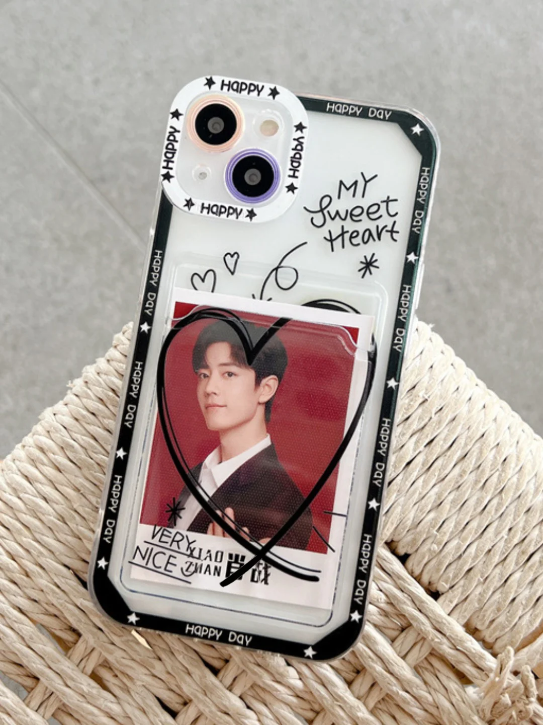 Чехол с карманом для карт iPhone X,Xr,11,12,13,14,15,Pro,Max,айфон,kpop,прозрачный,силикон