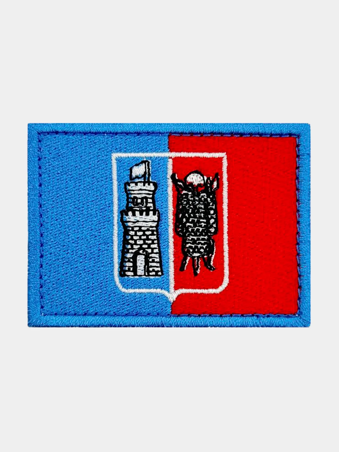 Голубой нашивка шеврон на одежду флаг Ростов-на-Дону, на липучке