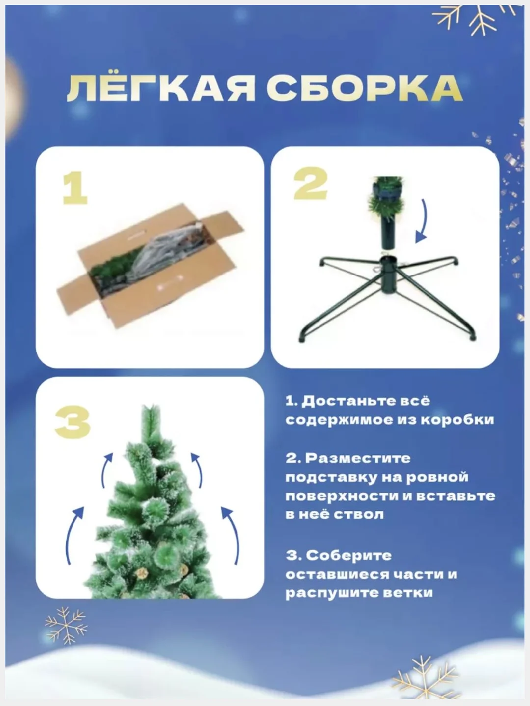 Зеленый елка искусственная новогодняя, пушистая с белыми кончиками