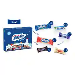 Сладкий подарок Milky Way и Друзья Чемоданчик на Новый Год c загадками от Деда Мороза, набор конфет Milky Way, Snickers, Twix, Bounty, 200г