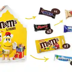 Сладкий подарок M&M's & Friends Пряничный домик на Новый Год, набор конфет M&M's, Snickers, Twix, Bounty, Milky Way, Mars с онлайн-игрой внутри 215г