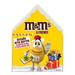 Сладкий подарок M&M's & Friends Пряничный домик на Новый Год, набор конфет M&M's, Snickers, Twix, Bounty, Milky Way, Mars с онлайн-игрой внутри 215г