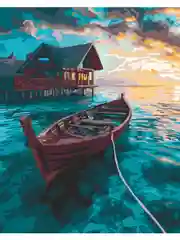 "Лодка на рассвете" Картина по номерам на холсте с подрамником 40 х 50 "Hobby Paint"