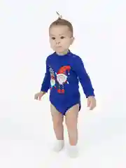 Синий боди новогоднее с длинным рукавом, Утенок