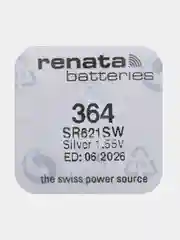 Батарейка Renata 364 (SR621SW, V364), 1.55V, 20 mAh, Швейцария, 1 штука