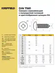 Саморез Нержавеющий 4,2х25 мм DIN 7981 А2 с полукруглой головкой шлиц PH 40 шт
