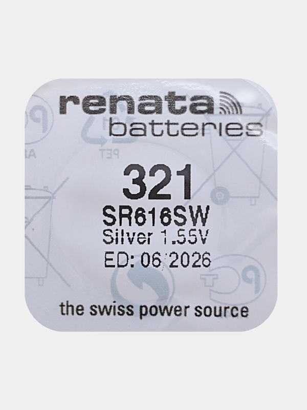 Батарейка Renata 321 (SR616SW, V321), 1.55V, 14.5 mAh, Швейцария, 1 штука