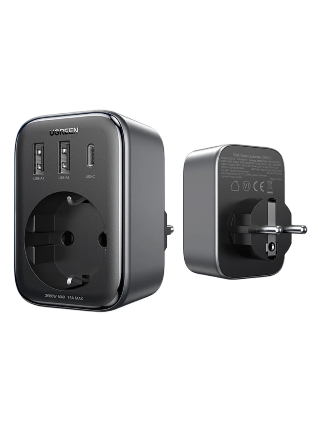 Сетевое зарядное устройство Ugreen CD314 (90613) DigiNest Outlet Extender Black