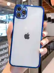 Синий чехол для iPhone 13 Pro Max силиконовый айфон про макс прозрачный