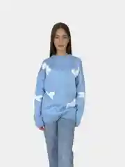 Голубой свитер женский, теплый