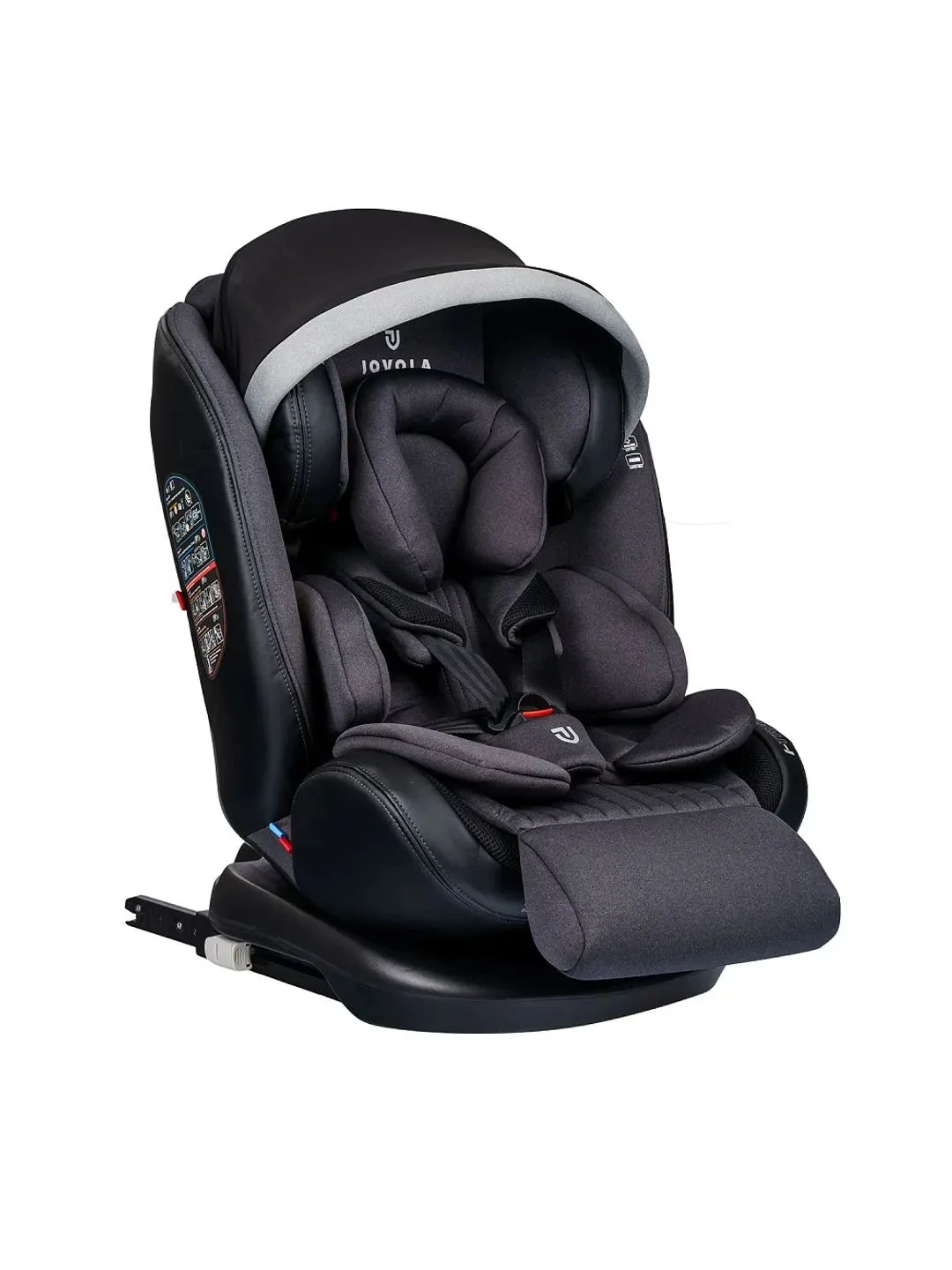 Серый автокресло детское Jovola I-Travel ST-3 Isofix растущее, поворотное, 0-36 кг.