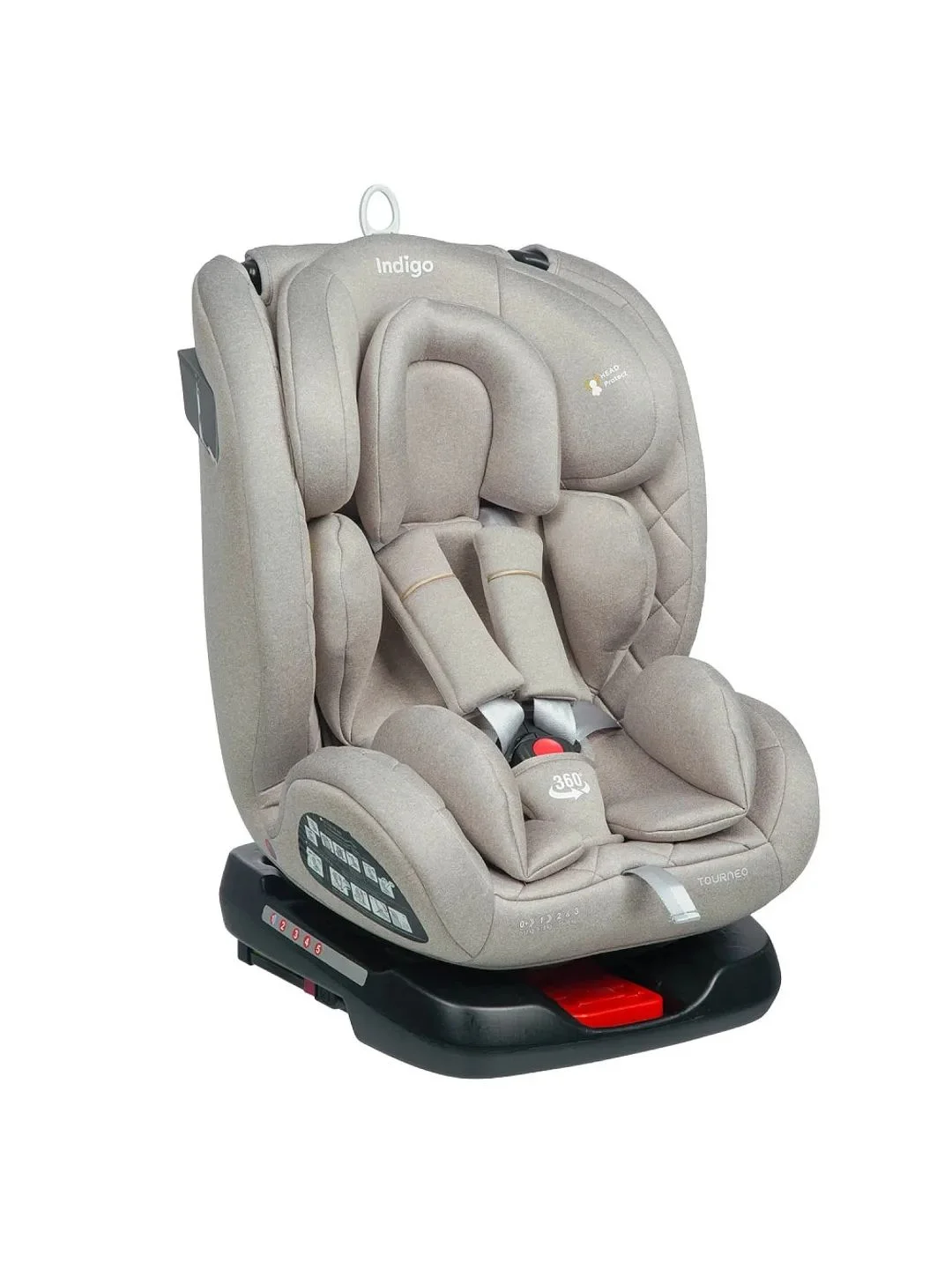 Бежевый автокресло детское Indigo Tourneo KBH308 ISOFIX растущее универсальное поворотное, 0-36 кг