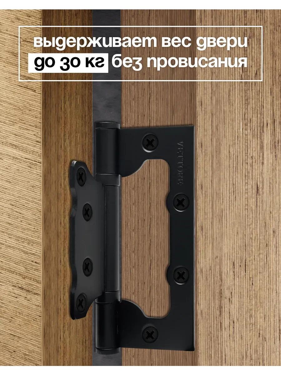 Черный петля накладная VETTORE FLUSH 100*75*2,5мм. в черном матовом цвете (MBP) для дверей