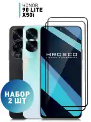 Прозрачный 1-2 шт стекло для Honor 90 Lite, X50i защитное ROSCO прозрачное олеофобное с черной рамкой