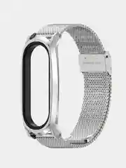 Серебряный металлический ремешок для Xiaomi Mi Band 3, 4, 5, 6
