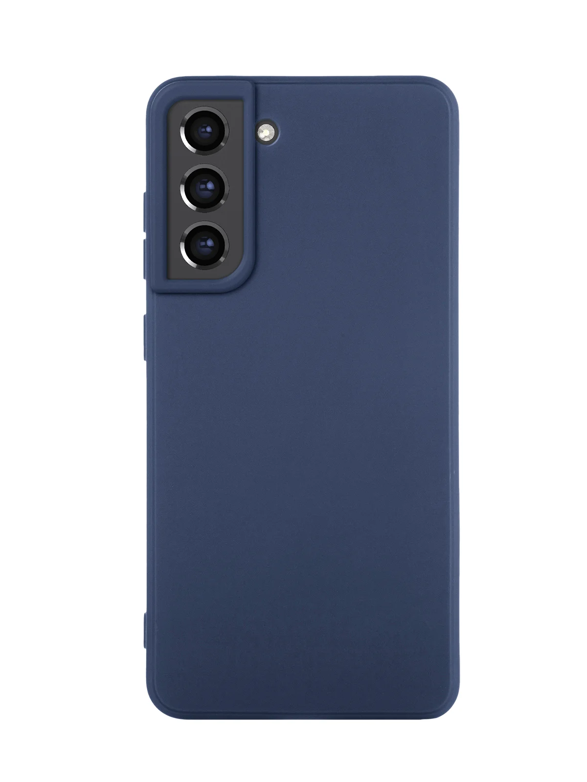 Синий чехол для Samsung Galaxy S21 FE силиконовый  BROSCORP матовый / прозрачный с защитой камер