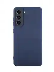 Синий чехол для Samsung Galaxy S21 FE силиконовый  BROSCORP матовый / прозрачный с защитой камер