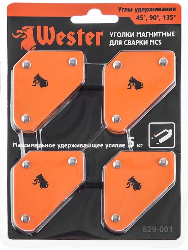 Магнитный уголок для сварки Wester MCS 829-001, углы 45 , 90 , 135 , 4 шт
