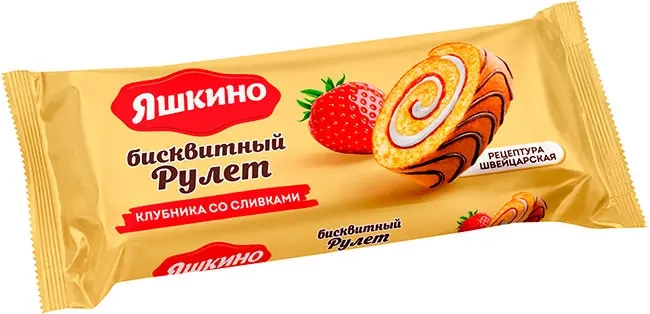 Рулет Яшкино "Клубника со сливками", 200 г