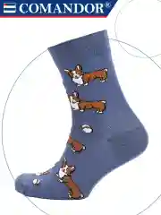 Синий меланж высокие носки с принтом