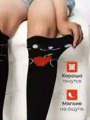 Черный гольфы детские с принтом Кот 2 пары