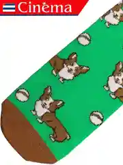 Зеленый носки короткие с принтом Корги
