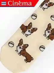 Бежевый носки короткие с принтом Корги