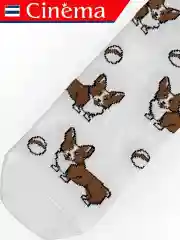 Белый носки короткие с принтом Корги