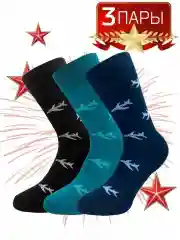 Синий высокие носки набор с принтом 3 пары
