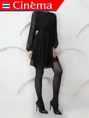 Черный капроновые колготки  с рисунком