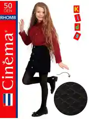 Черный плотные колготки школьные из микрофибры с рисунком