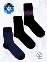Синий высокие носки набор с принтом 3 пары