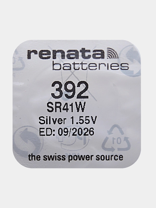 Батарейка Renata 392 (SR41W, V392), 1.55V, 45 mAh, Швейцария, 1 штука