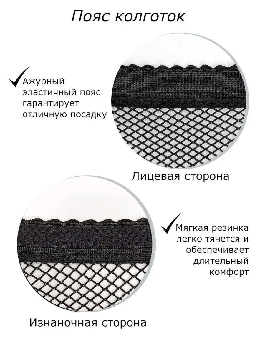 Черный колготки в мелкую сетку с рисунком