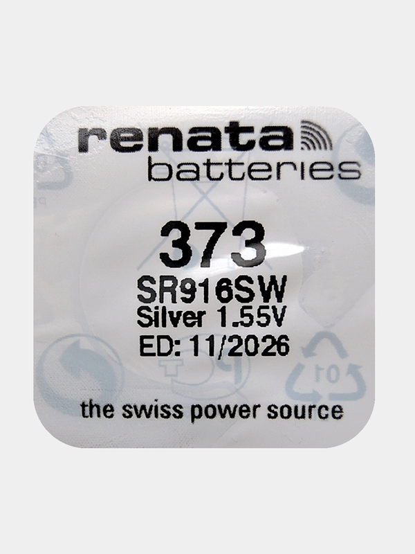 Батарейка Renata 373 (SR916SW, V373), 1.55V, 29 mAh, Швейцария, 1 штука