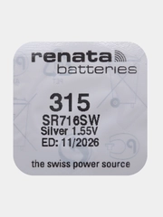 Батарейка Renata 315 (SR716SW, V315), 1.55V, 19 mAh, Швейцария, 1 штука