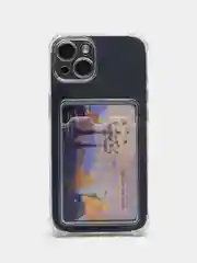 Чехол с карманом для карт на iPhone XR, 11, 12, 13, Pro, Pro Max, прозрачный, силикон