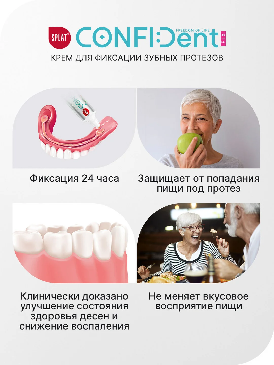 Крем для фиксации зубных протезов SPLAT CONFIDENT, с нейтральным вкусом, 40 г