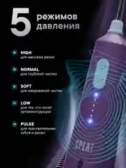 Ирригатор портативный SPLAT Sense&Power, 6 насадок, водонепроницаемый, фиолетовый