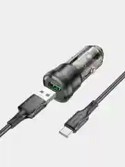 Автомобильное зарядное устройство с кабелем Type-C / microUSB, АЗУ Borofone BZ23, QC3.0